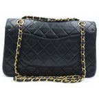 Chanel Quilted 25 Double Flap Chain Shoulder Bag Black Lambskin Gold — view 2