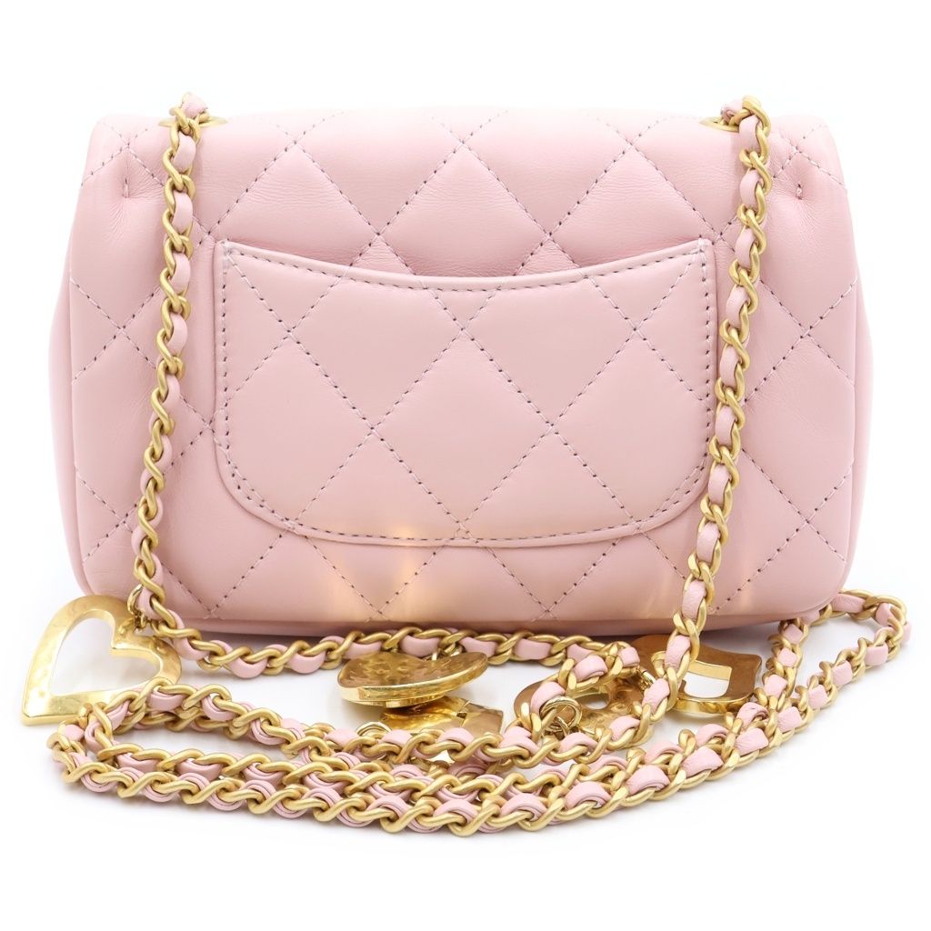 Chanel Mini Quilted 17 Chain Shoulder Bag Lambskin Pink — view 2