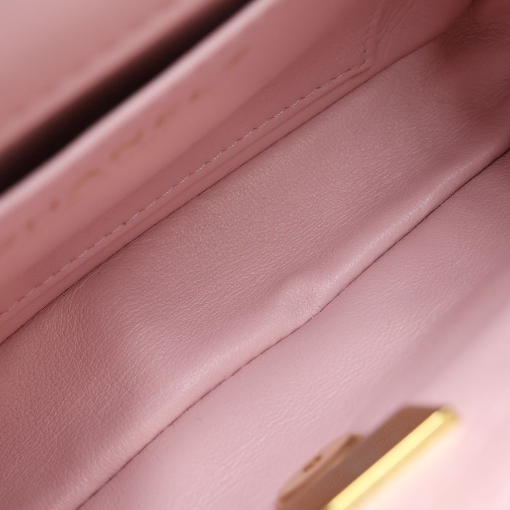 Chanel Mini Quilted 17 Chain Shoulder Bag Lambskin Pink — view 7