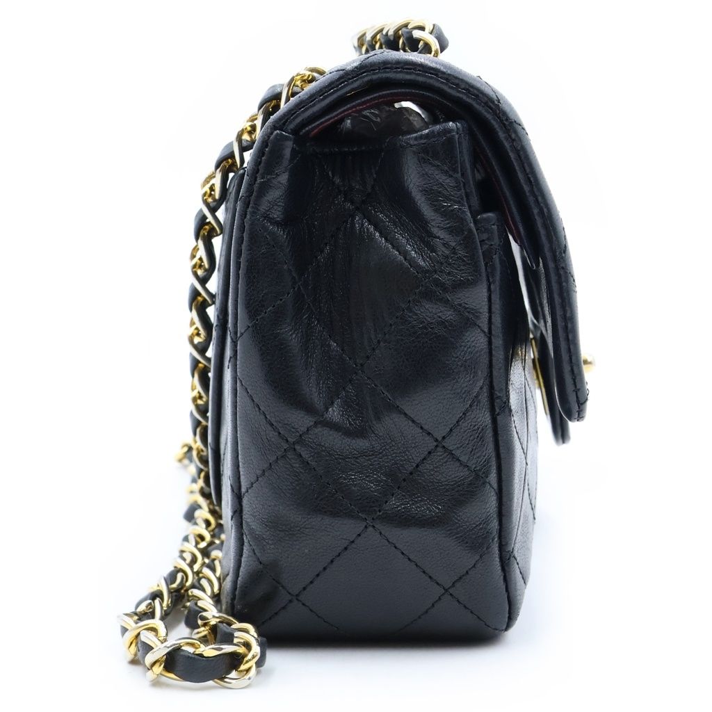 Chanel Quilted 23 Double Flap Chain Shoulder Bag Black Lambskin Gold — view 3