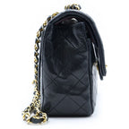 Chanel Quilted 23 Double Flap Chain Shoulder Bag Black Lambskin Gold — view 3