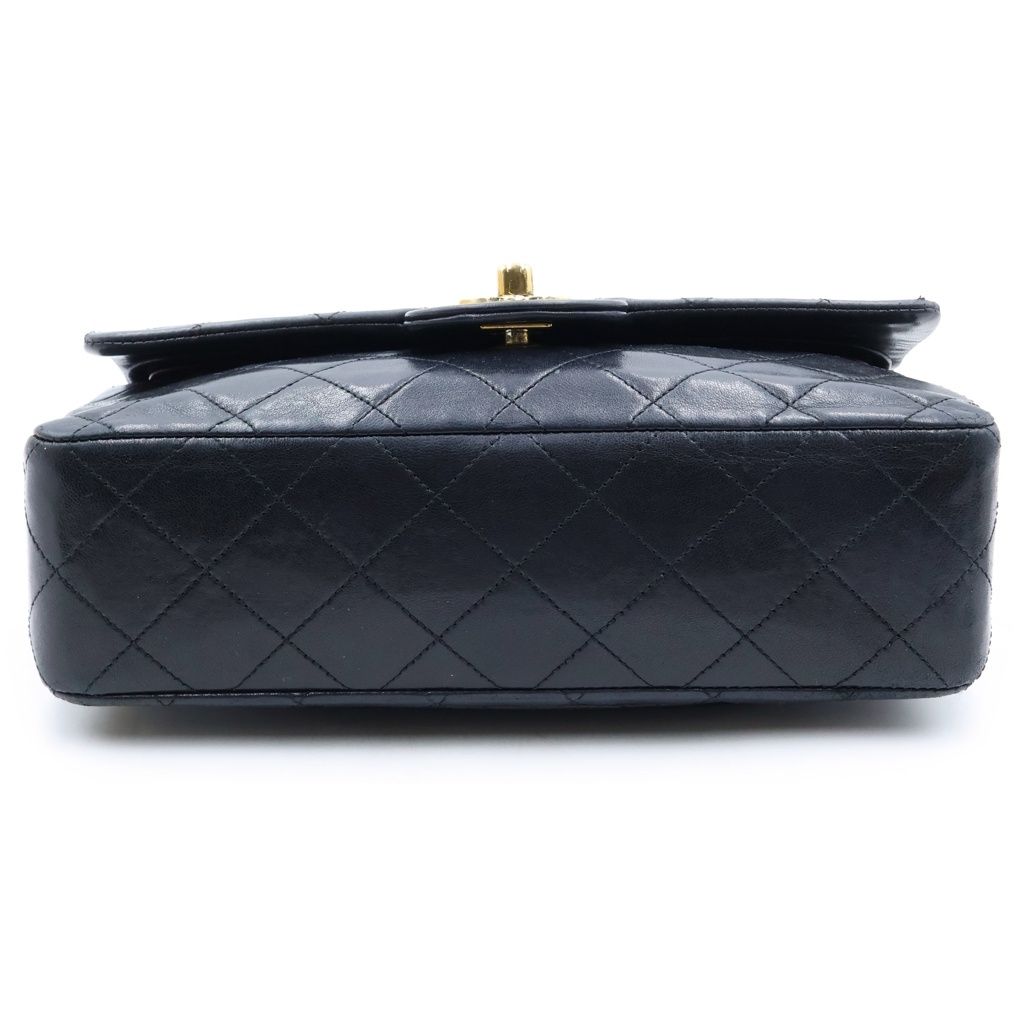 Chanel Quilted 23 Double Flap Chain Shoulder Bag Black Lambskin Gold — view 4