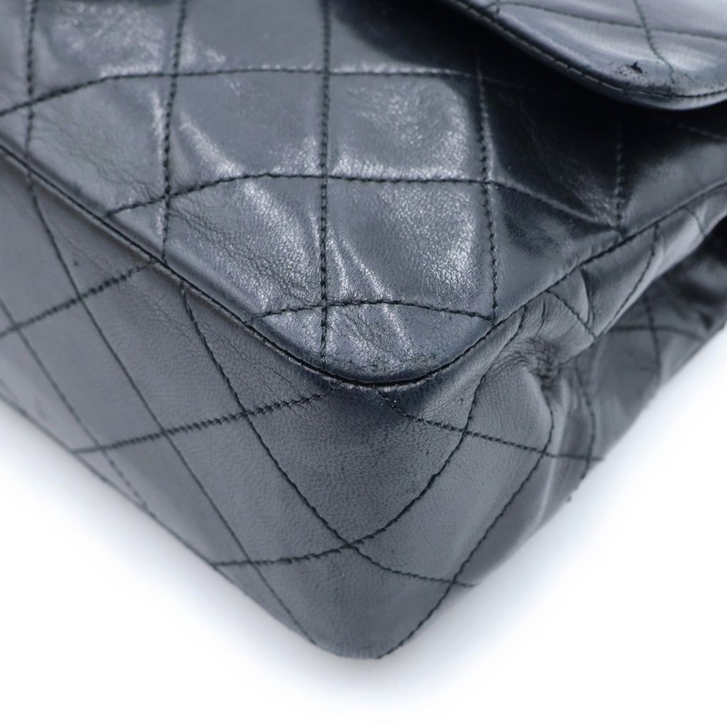 Chanel Quilted 23 Double Flap Chain Shoulder Bag Black Lambskin Gold — view 5