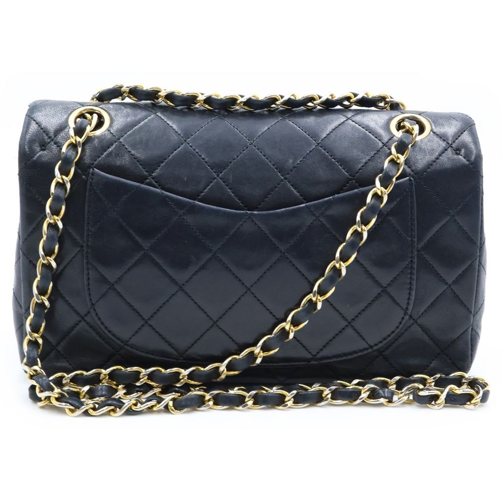 Chanel Quilted 23 Double Flap Chain Shoulder Bag Black Lambskin Gold — view 2