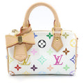 Louis Vuitton Multicolor Nano Speedy Shoulder Bag Leather Blanc White 2-Way
