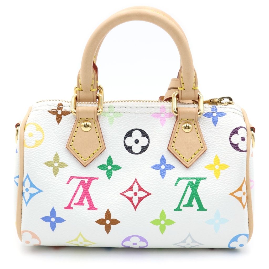 Louis Vuitton Multicolor Nano Speedy Shoulder Bag Leather Blanc White 2-Way — view 2