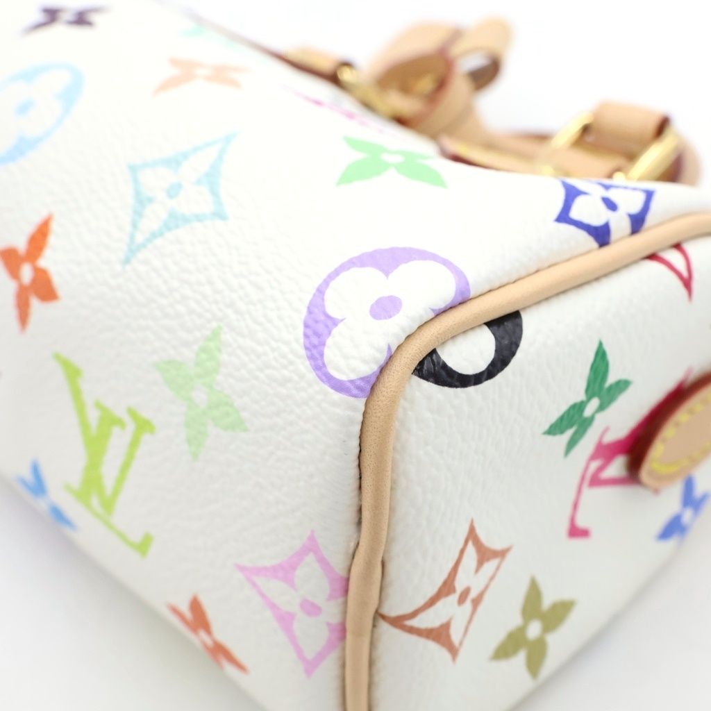Louis Vuitton Multicolor Nano Speedy Shoulder Bag Leather Blanc White 2-Way — view 5