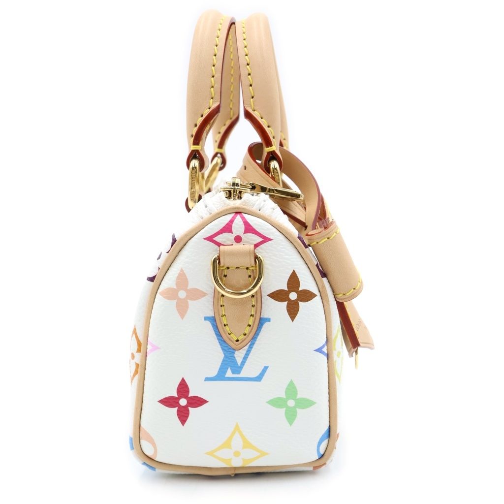 Louis Vuitton Multicolor Nano Speedy Shoulder Bag Leather Blanc White 2-Way — view 3
