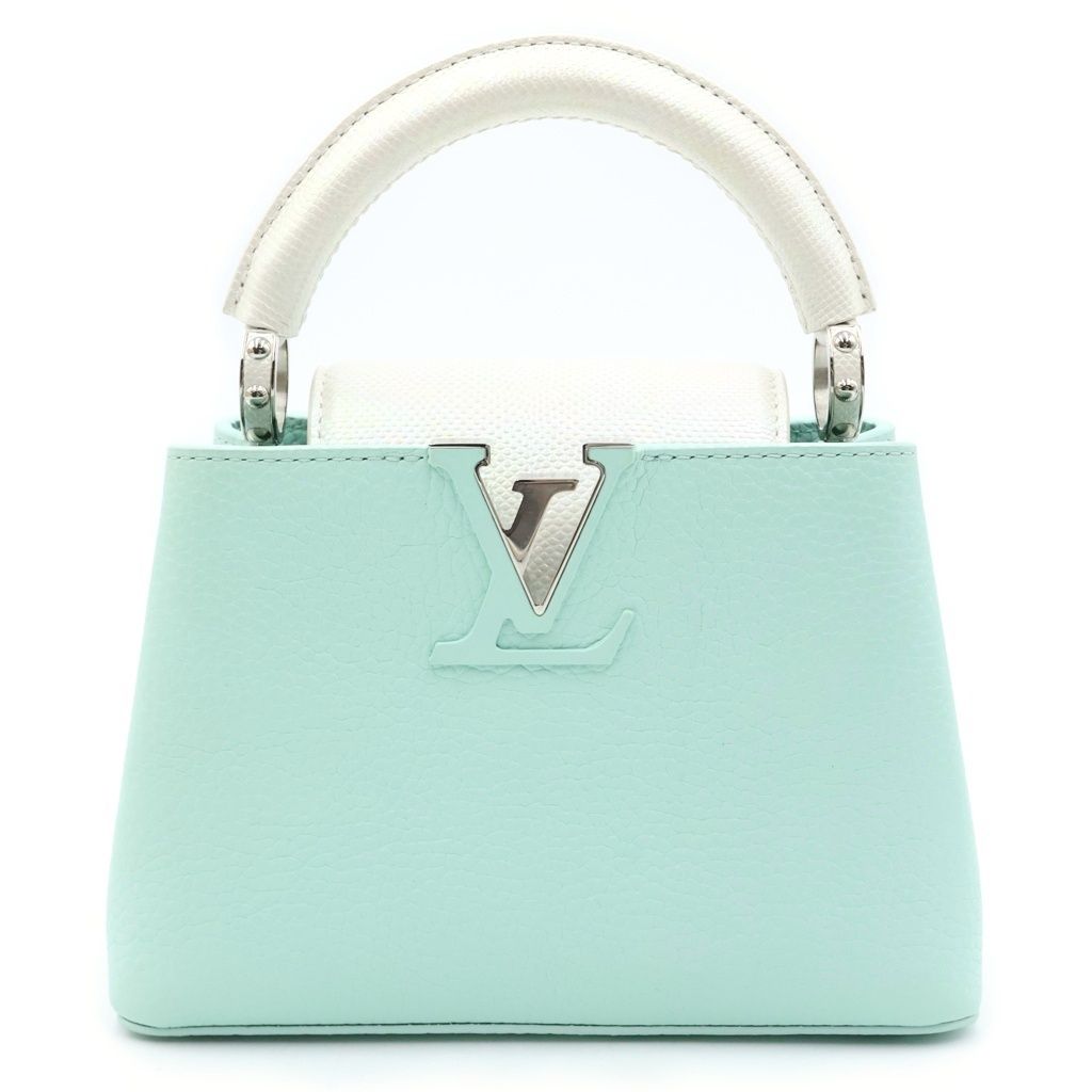 Louis Vuitton Capucines Mini 2-Way Shoulder Bag White Pastel Green Leather