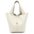 Hermes Picotin Lock MM Handbag Cles Taurillon Leather Silver