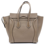 Celine Luggage Micro Suri Handbag Drummed Calfskin Leather Greige — view 2
