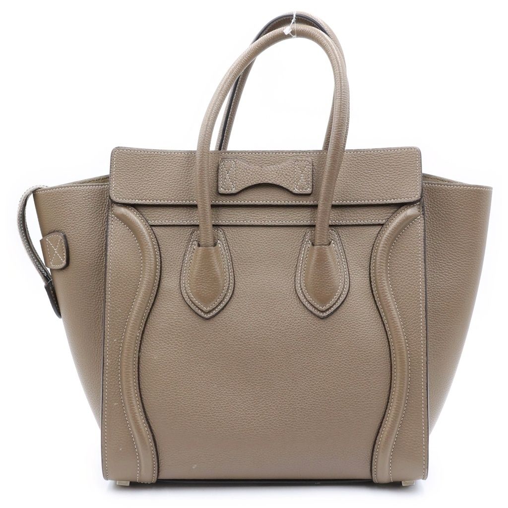 Celine Luggage Micro Suri Handbag Drummed Calfskin Leather Greige — view 2