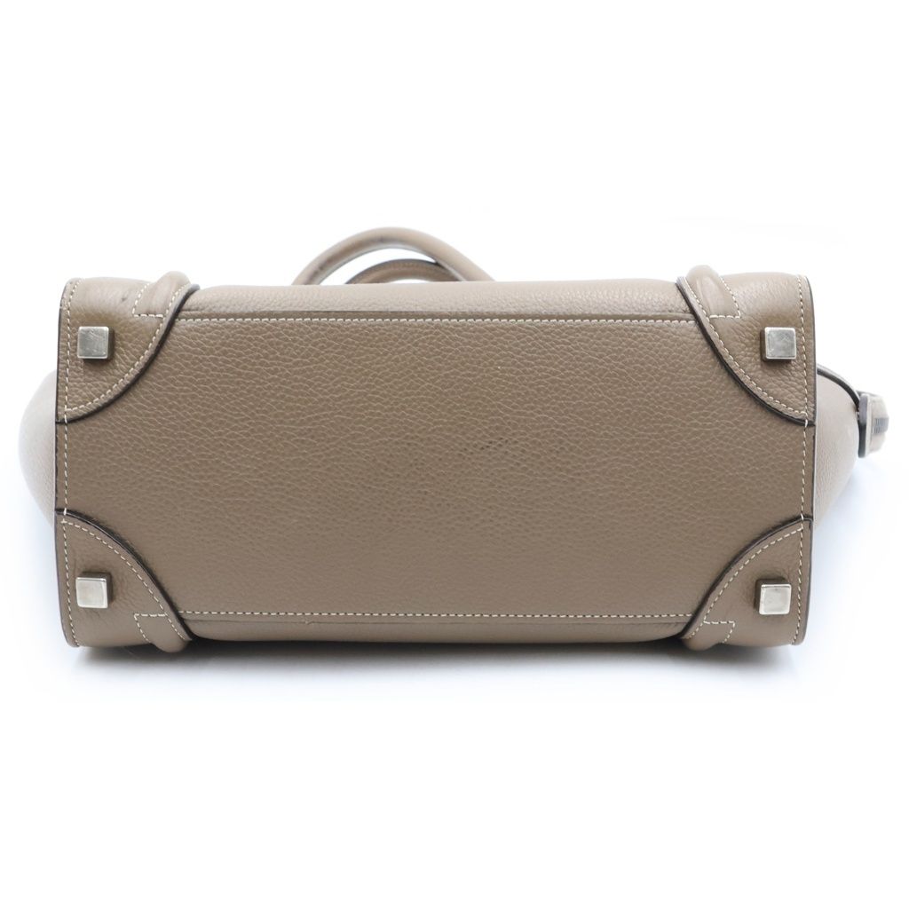 Celine Luggage Micro Suri Handbag Drummed Calfskin Leather Greige — view 4