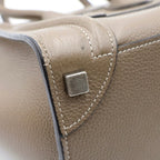 Celine Luggage Micro Suri Handbag Drummed Calfskin Leather Greige — view 6