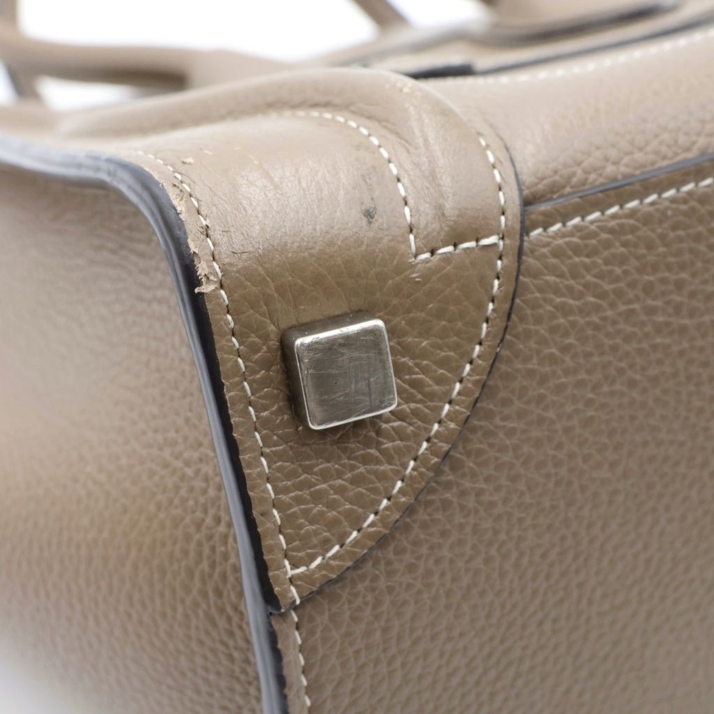 Celine Luggage Micro Suri Handbag Drummed Calfskin Leather Greige — view 6