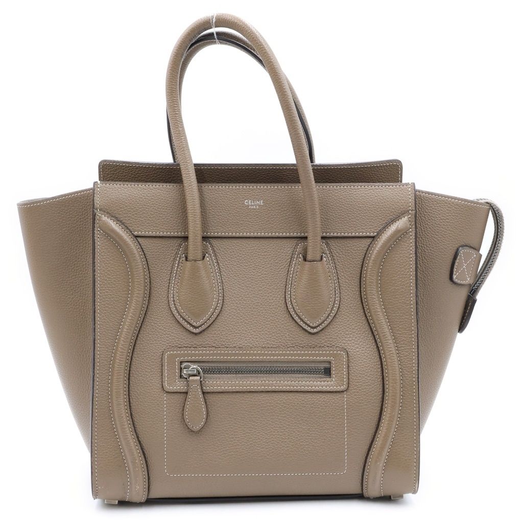Celine Luggage Micro Suri Handbag Drummed Calfskin Leather Greige