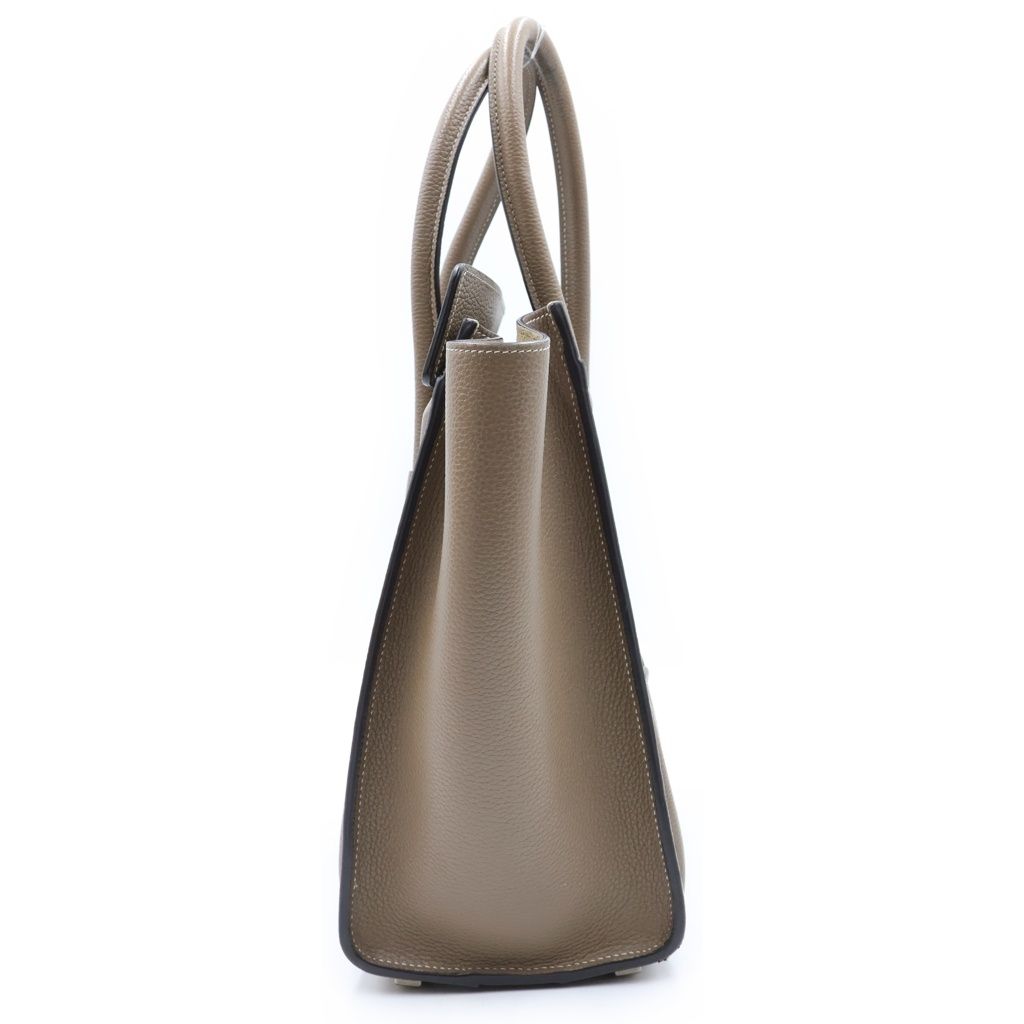 Celine Luggage Micro Suri Handbag Drummed Calfskin Leather Greige — view 3