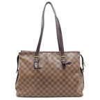 Louis Vuitton Damier Chelsea Boston Bag Brown Leather Gold — view 2