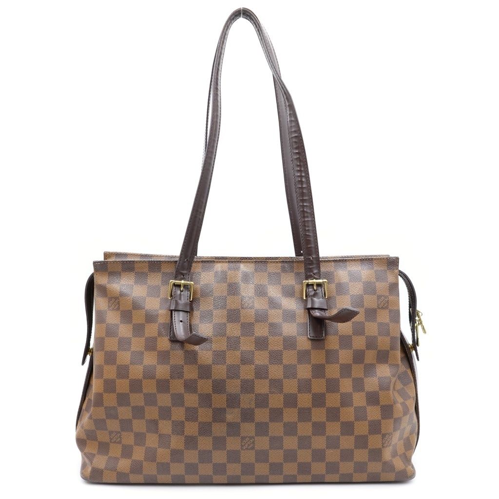 Louis Vuitton Damier Chelsea Boston Bag Brown Leather Gold — view 2