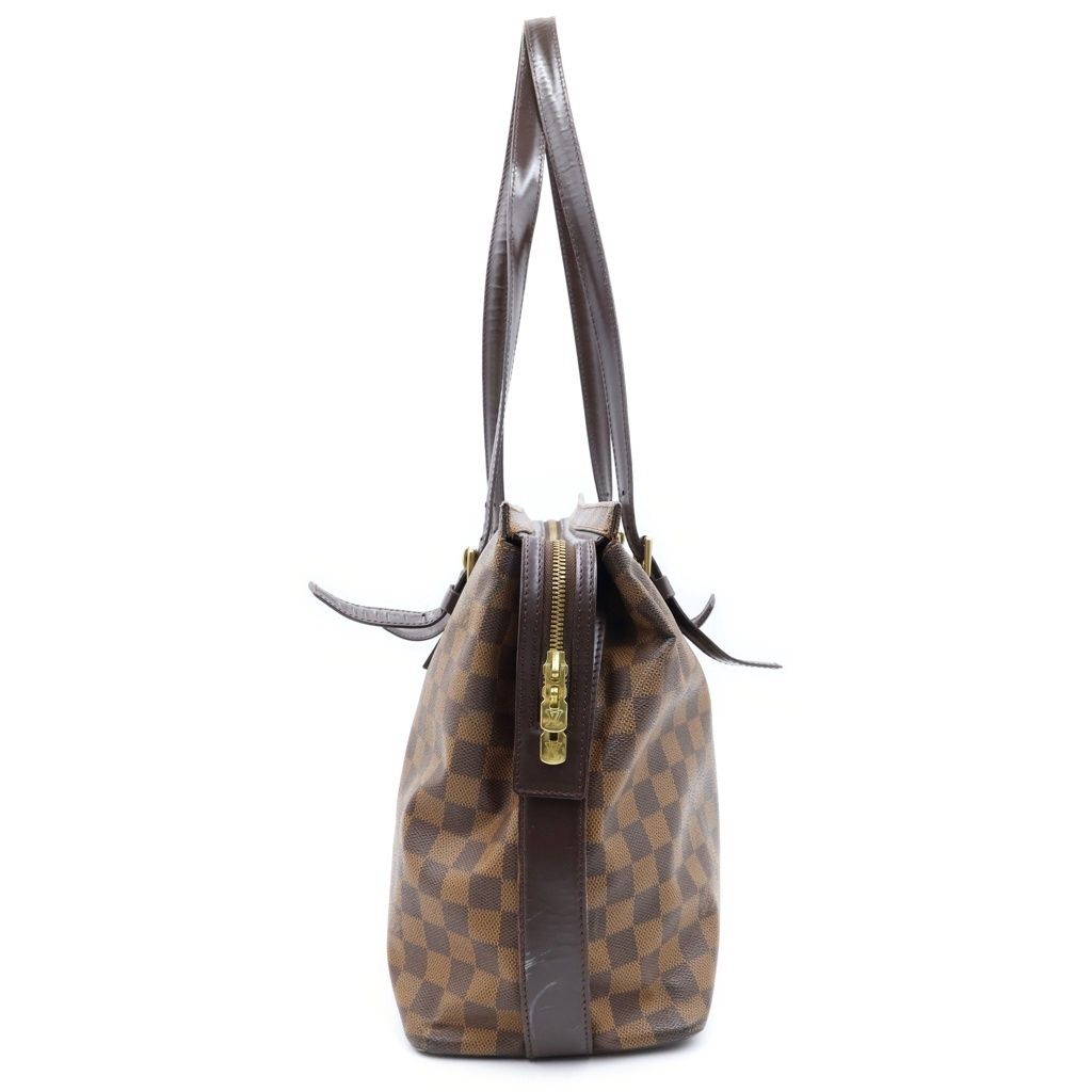 Louis Vuitton Damier Chelsea Boston Bag Brown Leather Gold — view 3