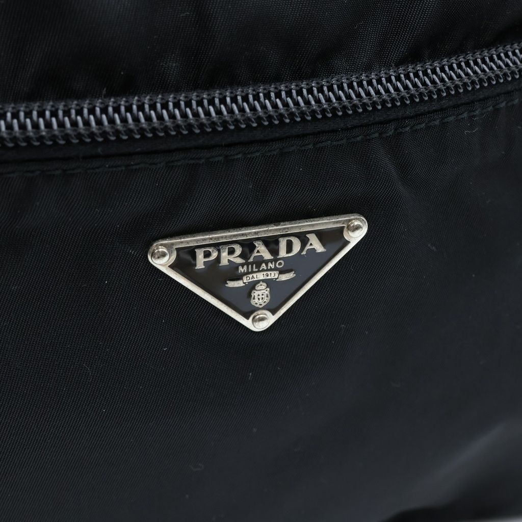 Prada Triangle Logo Tessuto Shoulder Bag Nylon Black — view 8