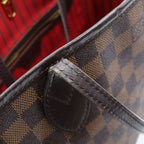 Louis Vuitton Damier Neverfull PM Tote Bag Brown Leather Gold — view 7