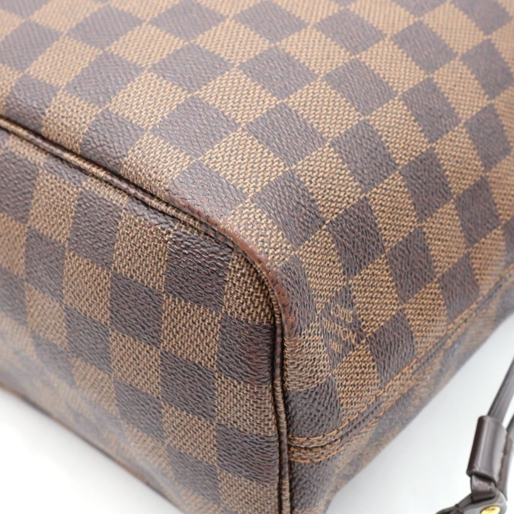 Louis Vuitton Damier Neverfull PM Tote Bag Brown Leather Gold — view 5