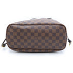 Louis Vuitton Damier Neverfull PM Tote Bag Brown Leather Gold — view 4