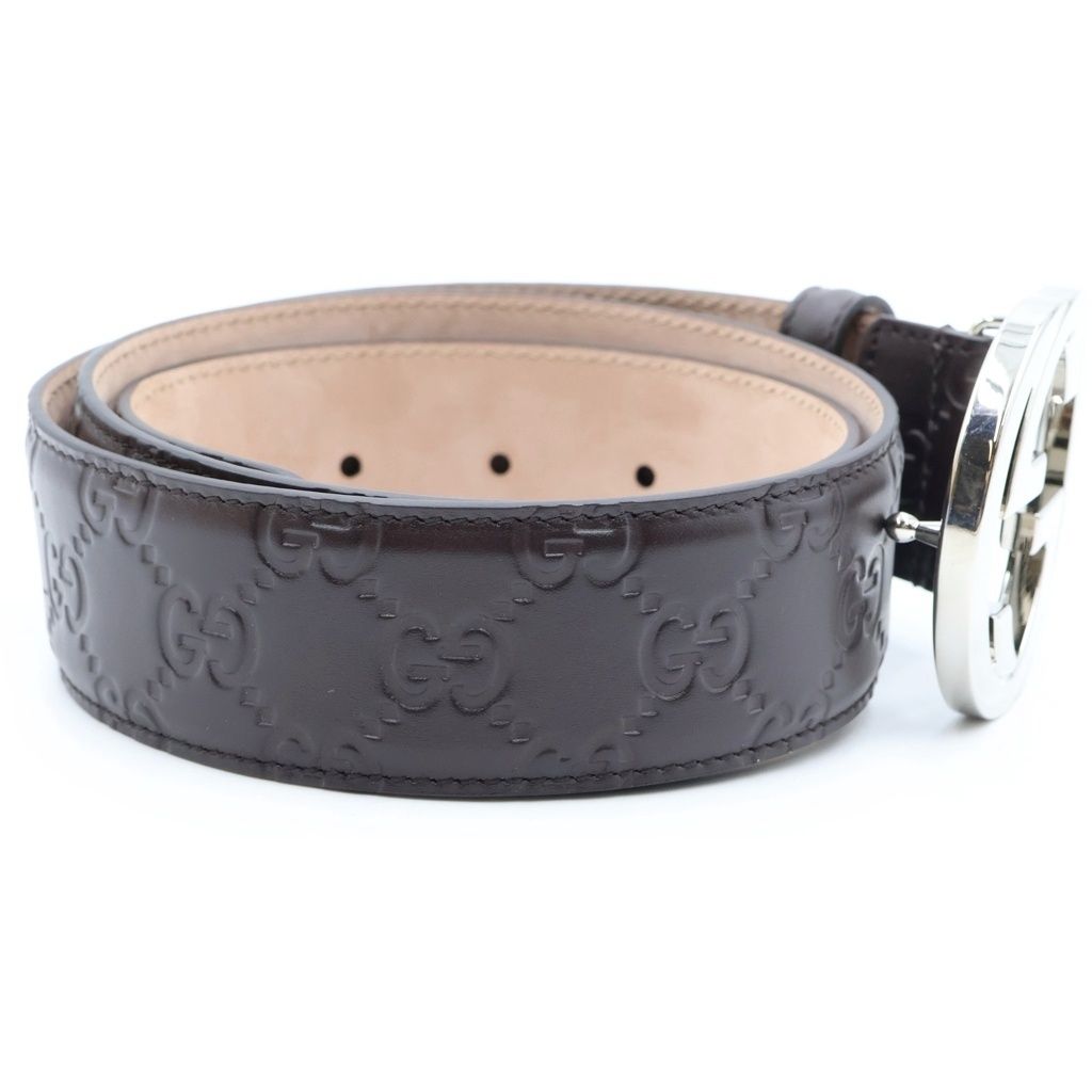 Gucci Guccissima Interlocking G Belt Brown Leather — view 3