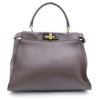 Fendi Peekaboo Regular Medium Shoulder Bag Selleria Leather 2-Way Brown