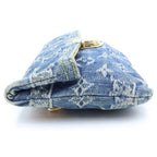 Louis Vuitton Monogram Denim Pochette Plat Clutch Mini Pouch Indigo Blue Gold — view 3