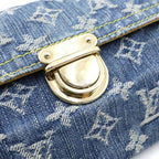 Louis Vuitton Monogram Denim Pochette Plat Clutch Mini Pouch Indigo Blue Gold — view 6
