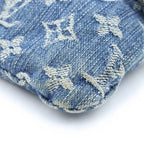 Louis Vuitton Monogram Denim Pochette Plat Clutch Mini Pouch Indigo Blue Gold — view 5