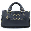 Celine Studded Design Boogie Bag Handbag Black Leather Gold