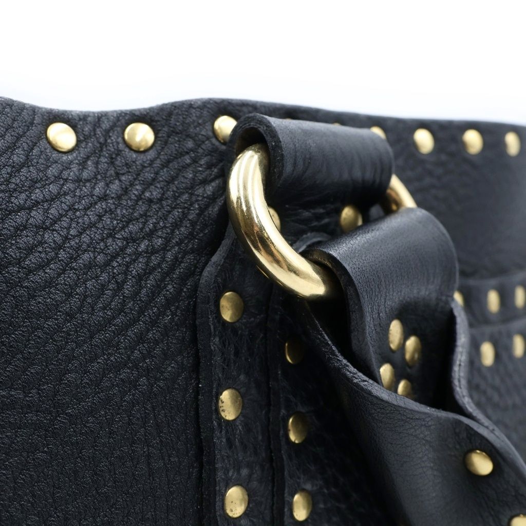 Celine Studded Design Boogie Bag Handbag Black Leather Gold — view 7