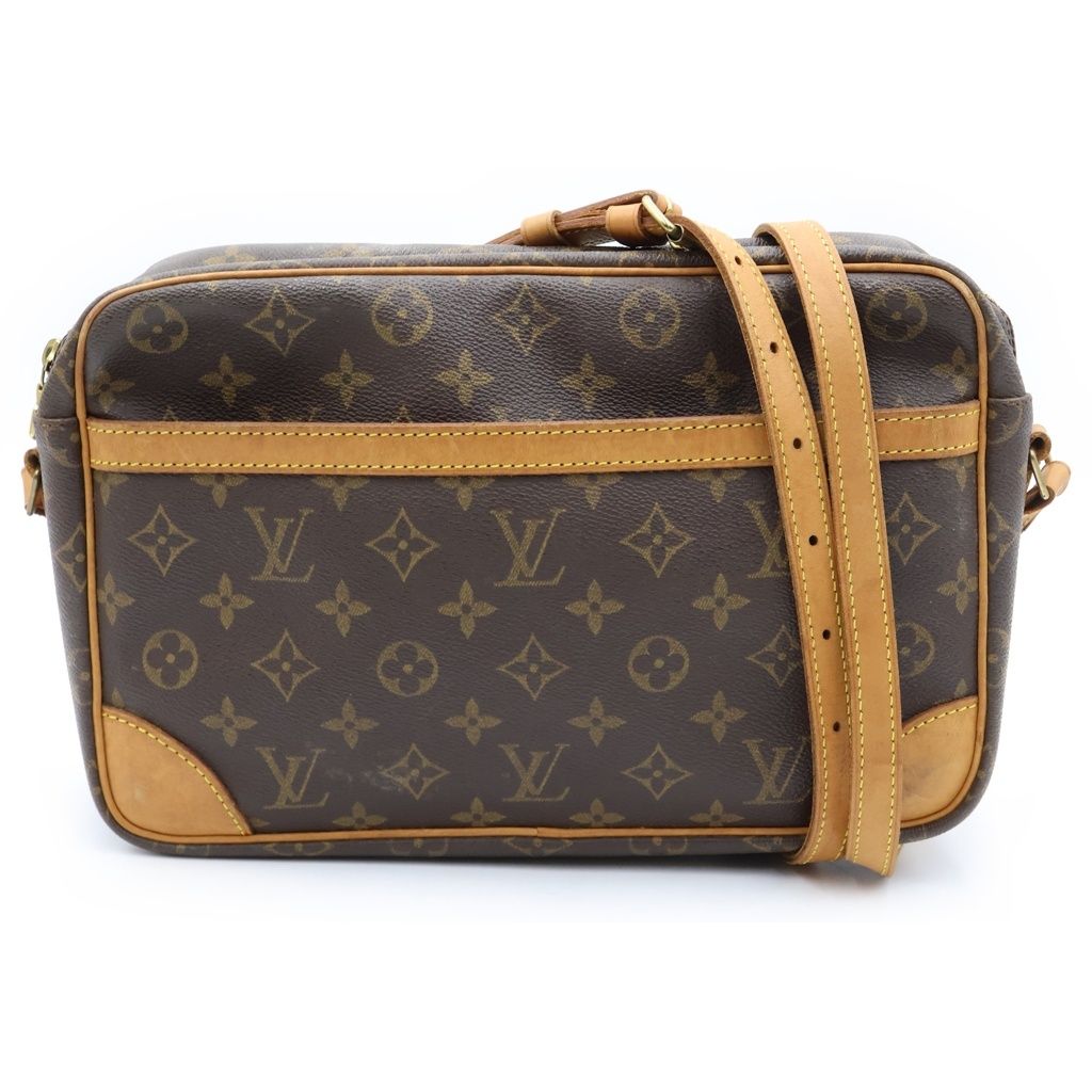Louis Vuitton Monogram Shoulder Bag Brown Leather Gold
