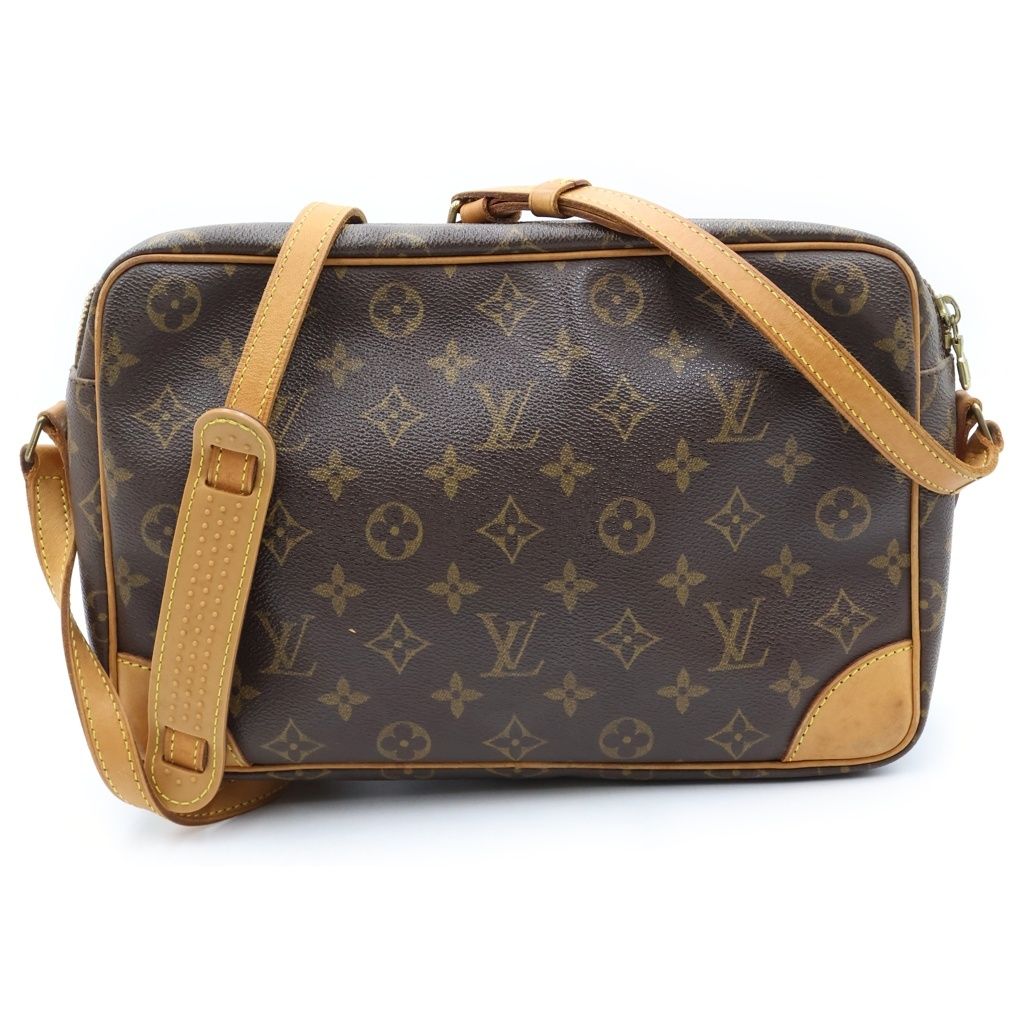 Louis Vuitton Monogram Shoulder Bag Brown Leather Gold — view 2