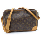 Louis Vuitton Monogram Shoulder Bag Brown Leather Gold — view 2