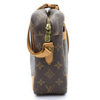 Louis Vuitton Monogram Shoulder Bag Brown Leather Gold — view 3