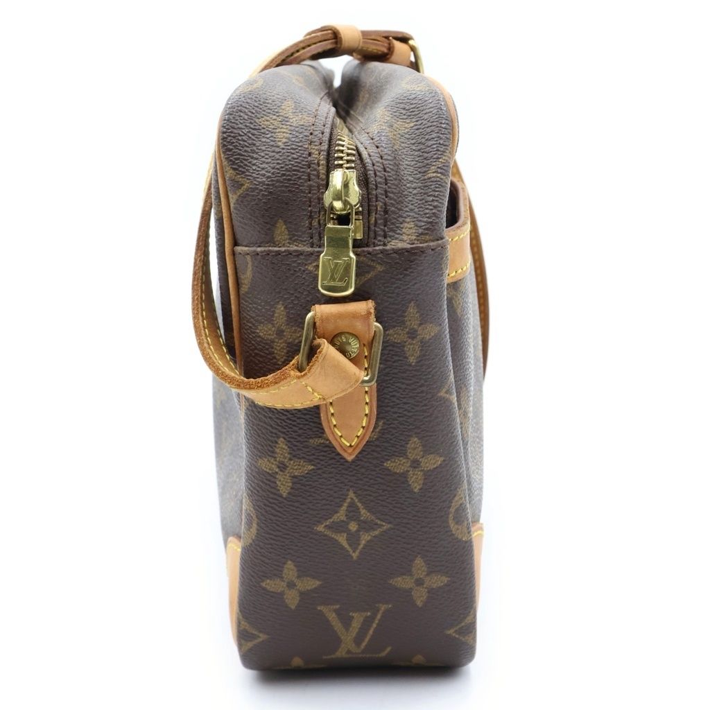 Louis Vuitton Monogram Shoulder Bag Brown Leather Gold — view 3