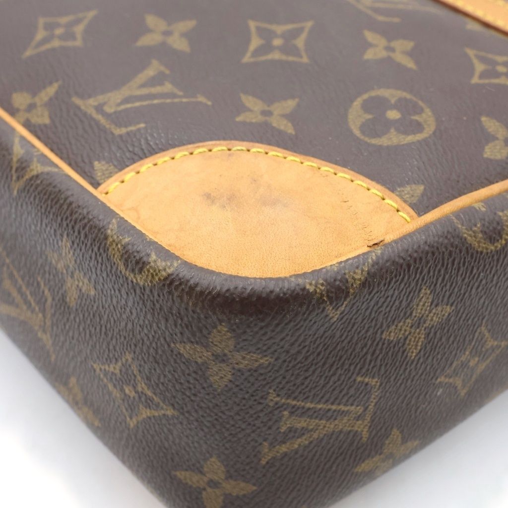 Louis Vuitton Monogram Shoulder Bag Brown Leather Gold — view 5