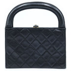 Chanel Quilted Kiss Lock Mini Bag Black Lambskin Gold — view 2