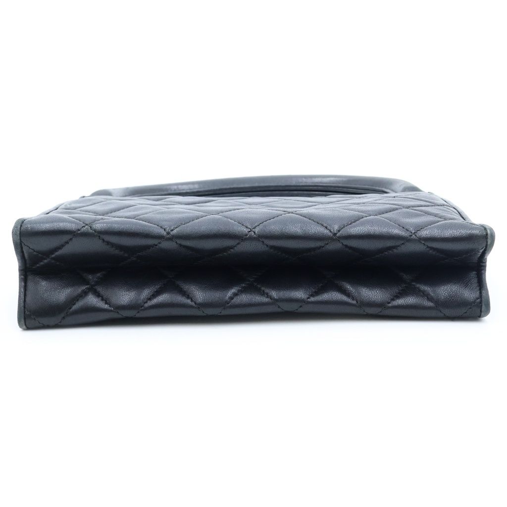 Chanel Quilted Kiss Lock Mini Bag Black Lambskin Gold — view 4