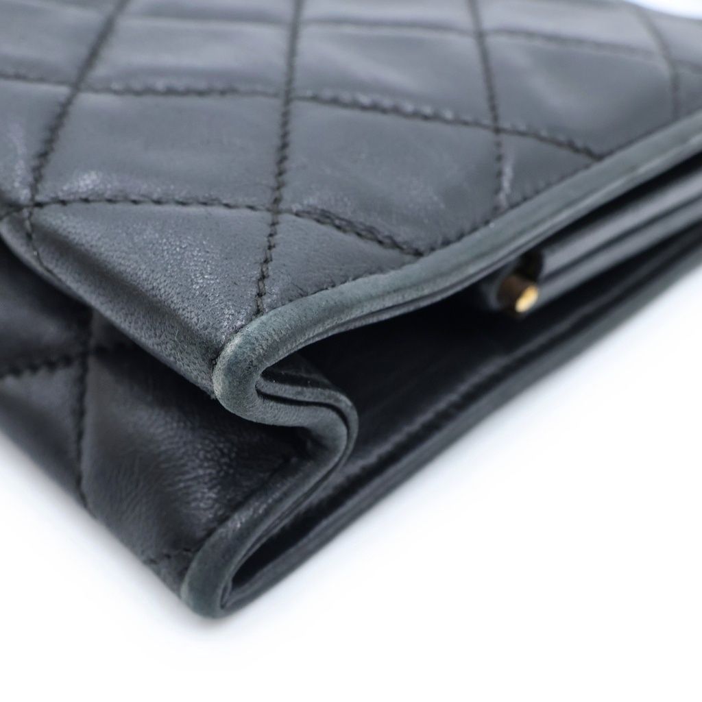 Chanel Quilted Kiss Lock Mini Bag Black Lambskin Gold — view 5