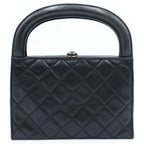 Chanel Quilted Kiss Lock Mini Bag Black Lambskin Gold