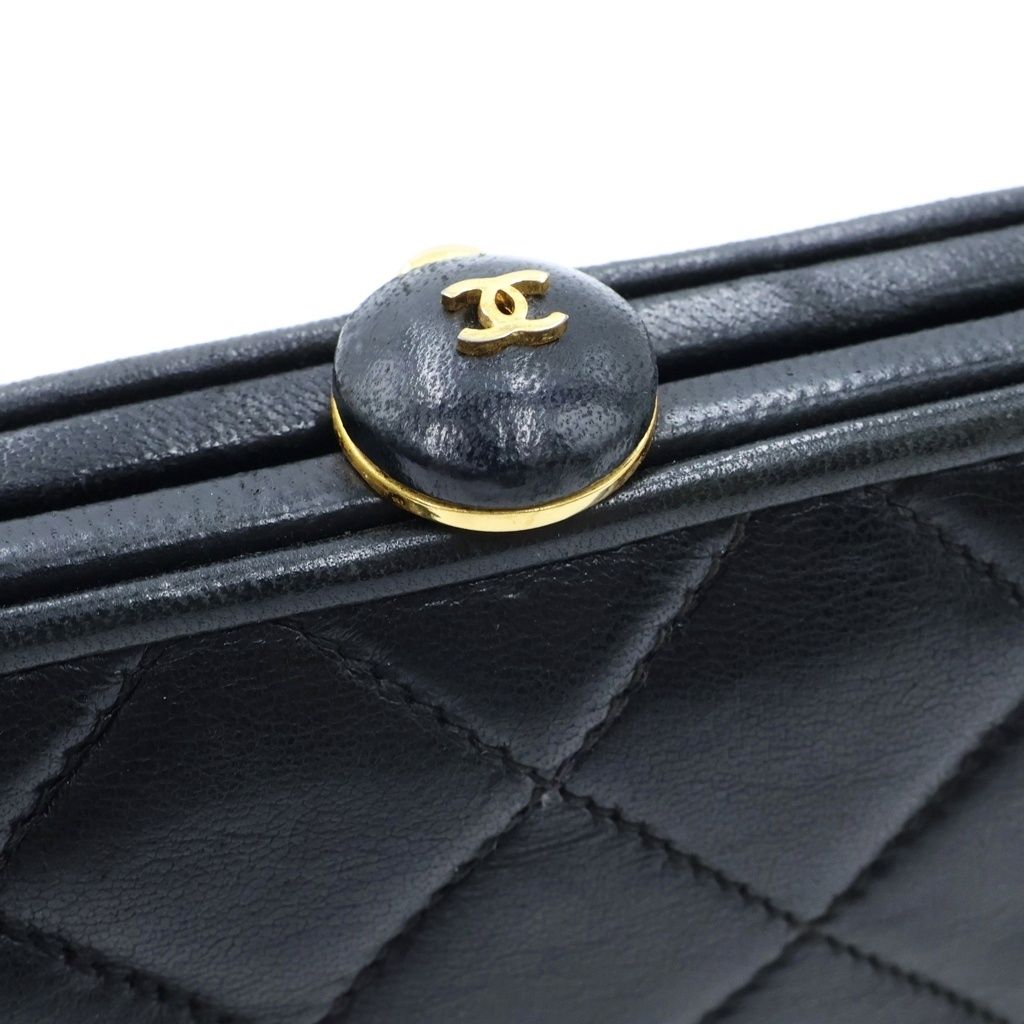 Chanel Quilted Kiss Lock Mini Bag Black Lambskin Gold — view 6