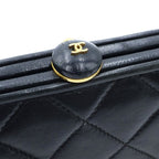 Chanel Quilted Kiss Lock Mini Bag Black Lambskin Gold — view 6