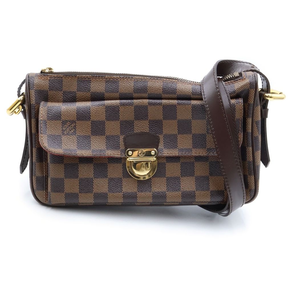 Louis Vuitton Damier Ravello GM Shoulder Bag Brown Leather Gold