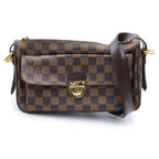 Louis Vuitton Damier Ravello GM Shoulder Bag Brown Leather Gold