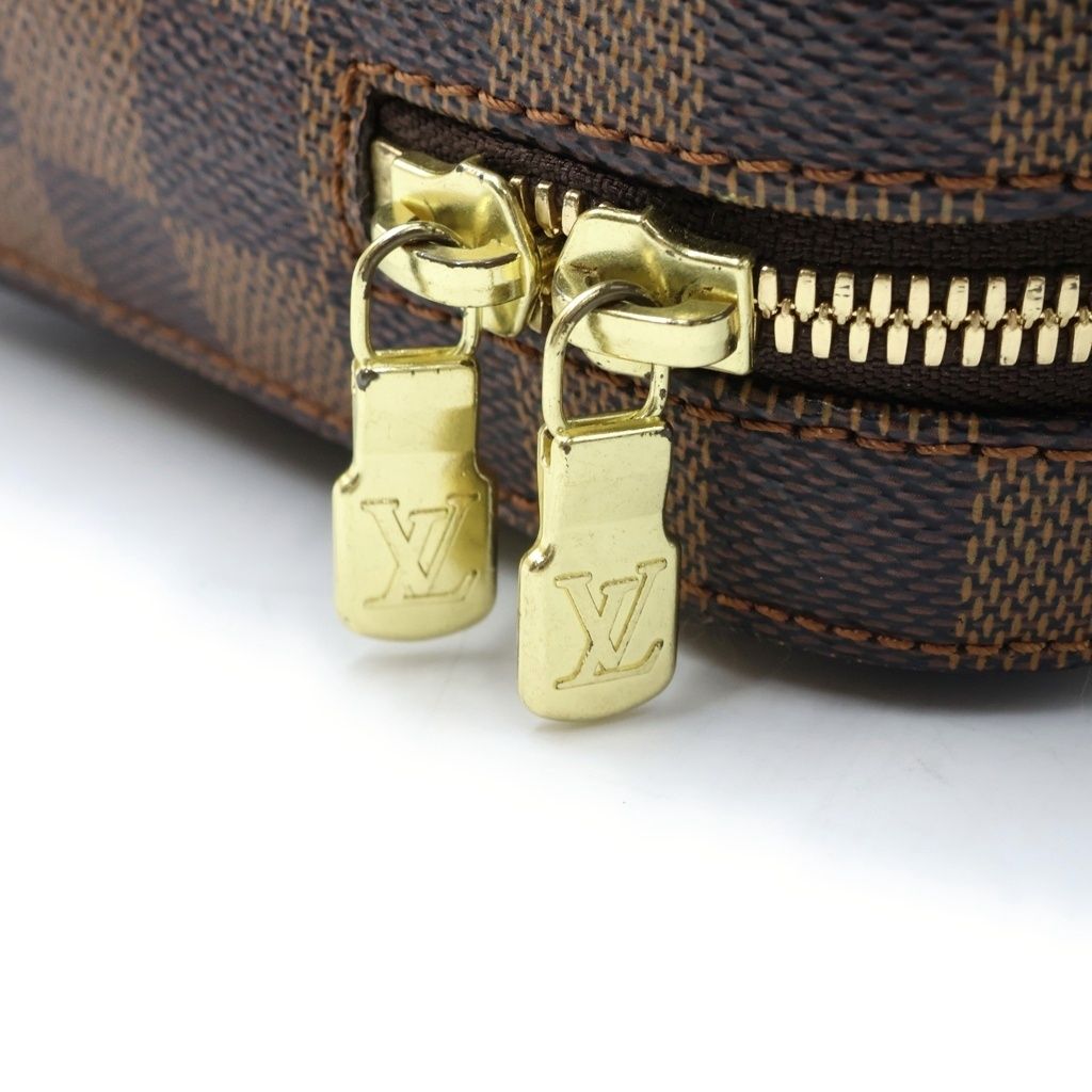 Louis Vuitton Damier Geronimos Shoulder Bag Brown Leather Gold — view 6